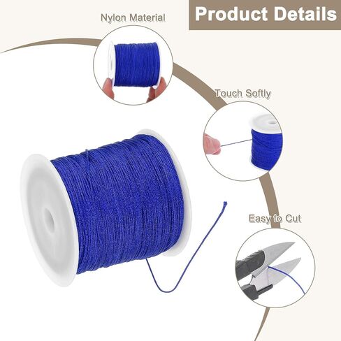 uxcell Nylon String for Bracelets, 0.8mm 109 Yards Nylon Cord Satin String Beading Elastic String for Window Curtain Blind Bracelets Sewing Necklace Crafts, Navy Blue in Saudi Arabia