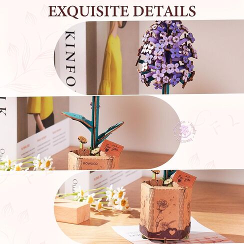 ROBOTIME 3D Puzzle Wooden Flower Red Camellia DIY Model Kit to Build for Adults Artifical Bouquet Collection Craft Brain Teaser Puzzle Creative Gift Home Decor in Saudi Arabia