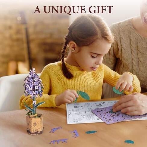 ROBOTIME 3D Puzzle Wooden Flower Red Camellia DIY Model Kit to Build for Adults Artifical Bouquet Collection Craft Brain Teaser Puzzle Creative Gift Home Decor in Saudi Arabia