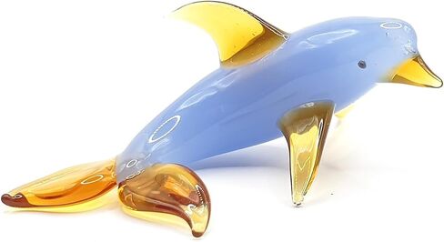 WitnyStore Tiny 3½" Long Black White Orca Whale Figurine - Miniature Hand Blown Glass Animal Colorful Marine Mammal Sea Life Ocean Crystal Decorative Collectible Figurines Home Décor Gifts in Saudi Arabia