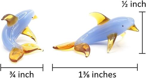 WitnyStore Tiny 3½" Long Black White Orca Whale Figurine - Miniature Hand Blown Glass Animal Colorful Marine Mammal Sea Life Ocean Crystal Decorative Collectible Figurines Home Décor Gifts in Saudi Arabia