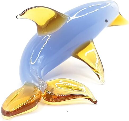 WitnyStore Tiny 3½" Long Black White Orca Whale Figurine - Miniature Hand Blown Glass Animal Colorful Marine Mammal Sea Life Ocean Crystal Decorative Collectible Figurines Home Décor Gifts in Saudi Arabia