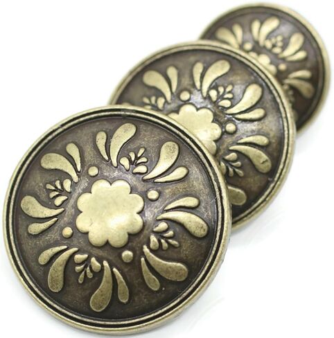 Antique Silver Metal Buttons - 12 Pcs - 3 Size Options - Floral Round Metal Shank Buttons Vintage for Men Women Blazer Coat Uniform Shirt Suit and Jacket Sewing Craft DIY N11001 in Saudi Arabia