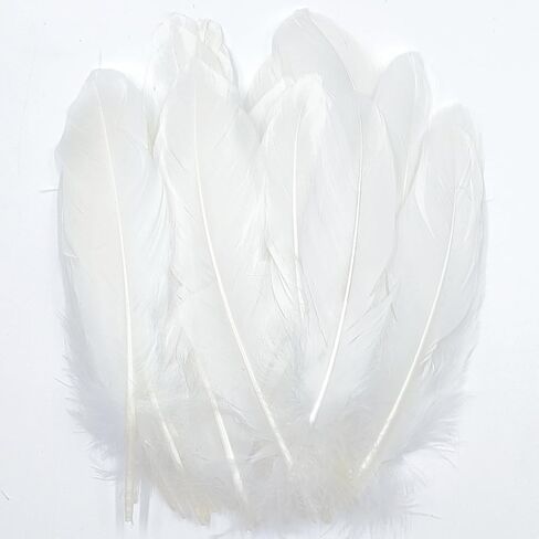 GOODIY Natural Goose Feathers 50 Pcs 6-8 Inch(15-20cm) White Feathers for Mardi Gras Decorations Angel Wings Wedding Party Home DIY Handicrafts Feather Decoration Accessories (White) in Kuwait