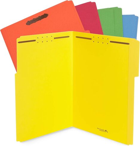 Blue Summit Supplies Yellow File Folders with Prongs, Legal Size, and 1/3 Cut Reinforced Tabs, Durable 2 Prongs, Designed to Organize Standard Medical or Law Files, 50 Pack in Kuwait