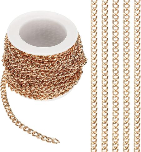 PATIKIL 16.4Ft Aluminium Curb Chains Twisted Links, 6x4.5mm Curb Chain Spool Jewelry Making Chains Craft Chain for Necklace Bracelet Earring, Rose Gold in Kuwait