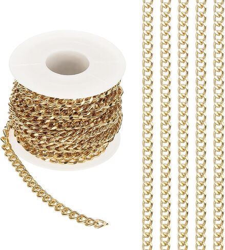PATIKIL 16.4Ft Aluminium Curb Chains Twisted Links, 6x4.5mm Curb Chain Spool Jewelry Making Chains Craft Chain for Necklace Bracelet Earring, Rose Gold in Kuwait