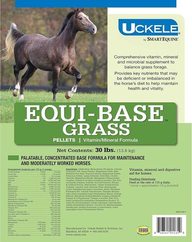 Uckele by SmartEquine EquiBase Grass Pellets | Horse Vitamins & Minerals Supplement | Forage Balancer | Horses in Light to Moderate Work | 15 lb Bucket in Kuwait