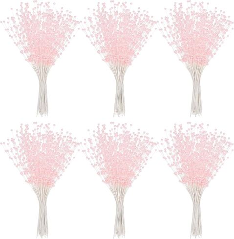 PATIKIL 4mm Pearl String Bouquet, 60 Pcs Pearl Stick Stems Bouquets Garland Spray Beaded for Bridal Beaded Wedding Party Table Decorations, Pink in Kuwait