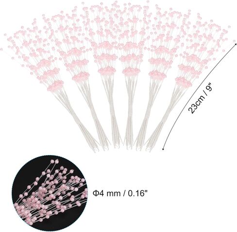 PATIKIL 4mm Pearl String Bouquet, 60 Pcs Pearl Stick Stems Bouquets Garland Spray Beaded for Bridal Beaded Wedding Party Table Decorations, Pink in Kuwait
