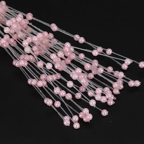 PATIKIL 4mm Pearl String Bouquet, 60 Pcs Pearl Stick Stems Bouquets Garland Spray Beaded for Bridal Beaded Wedding Party Table Decorations, Pink in Kuwait