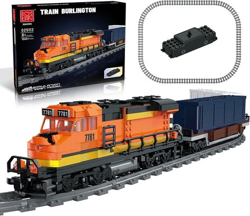 Train Building Block Set, Freight Cargo Internal Combustion Locomotive Model Building Toys, Gift for Kids Age 8+/Adult (1078 Pieces, with 32 Rails and Rechargeable Motor) in Saudi Arabia