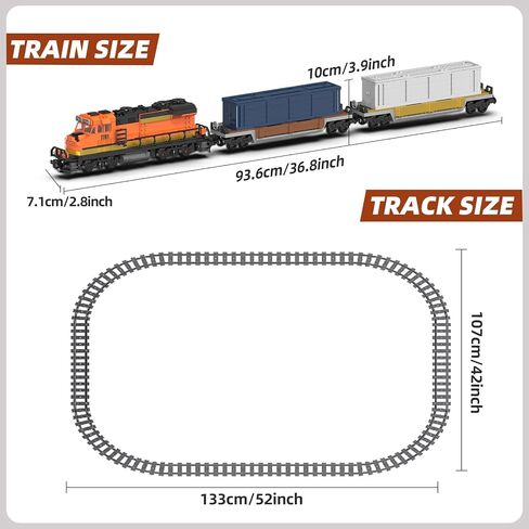 Train Building Block Set, Freight Cargo Internal Combustion Locomotive Model Building Toys, Gift for Kids Age 8+/Adult (1078 Pieces, with 32 Rails and Rechargeable Motor) in Saudi Arabia