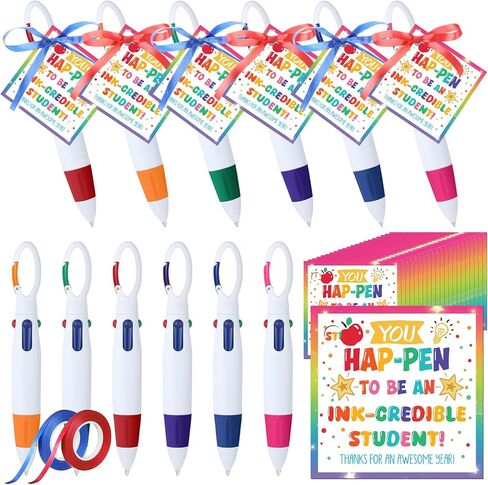 24 Pack End of Year Gifts for Students 4-in-1 Ballpoint Pens Retractable Shuttle Pens with End of Year Tags for School Classroom Prizes Gifts Exchange Classroom Party Favors Supplies in Kuwait