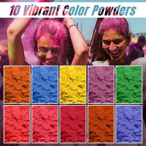 STORE INDYA Natural and Non Toxic Holi Color Powder - Multicolor |10 x 100gms Herbal Gulal Color Powder for Color Wars, Easter Parties, Fun Runs, Gender Reveal, Holi Festival, Photography, Rangoli in Kuwait