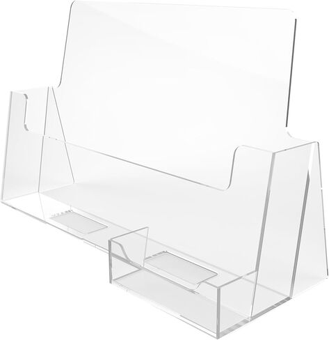 Clear-Ad Acrylic Landscape Horizontal Brochure Display Stand 8.5" x 11" with Business Card Holder LHF-P240 (1 Pack) in Saudi Arabia