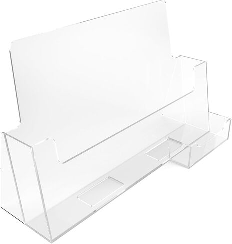 Clear-Ad Acrylic Landscape Horizontal Brochure Display Stand 8.5" x 11" with Business Card Holder LHF-P240 (1 Pack) in Saudi Arabia