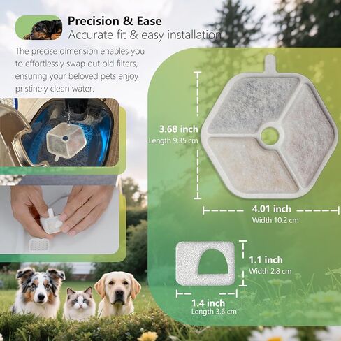 Pet Water Fountain Filter Compatible with Smartoo 152oz/4.5L Stainless Steel Cat Water Fountain, Cat Fountain Filters Replacement with Pre-Filter Sponges (WHITE, 6+6 PACK) in Saudi Arabia
