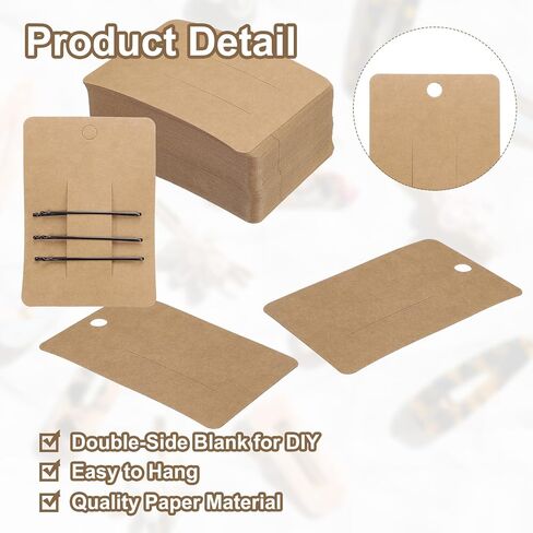uxcell 100 Pcs Hair Clip Display Cards, Paper Cardboard Hair Bow Holder Jewelry Paper Earring Packaging Cards for Selling Small Business Jewelry Making Hair Barrettes, White in Saudi Arabia