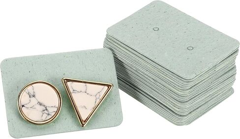 uxcell 100 Pcs Earring Display Cards, 1.37"x1" Ring Cardboard Cards with 2 Holes Jewelry Paper Packaging for Selling Small Business Jewelry Making Keychain, Light Green in Saudi Arabia