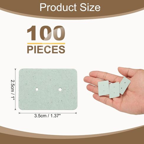 uxcell 100 Pcs Earring Display Cards, 1.37"x1" Ring Cardboard Cards with 2 Holes Jewelry Paper Packaging for Selling Small Business Jewelry Making Keychain, Light Green in Saudi Arabia