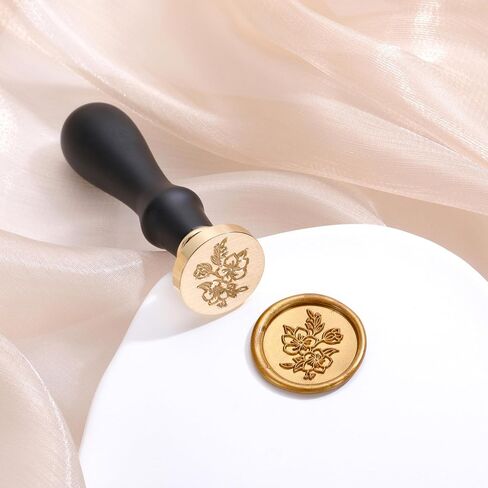 yoption الزهور البرية ختم الختم الشمع ، ختم الختم الشمع الأزهار مع مقبض خشبي خمر لدعوة الزفاف أظنفة عيد الميلاد in Kuwait