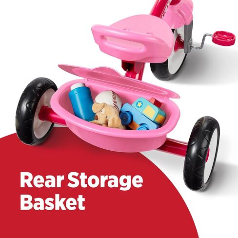 Radio Flyer Red Rider Trike, for Ages 2.5-5, Toddler Tricycle | Quiet Ride Wheels, Comfort Grip Handlebars, Easy Carry Seat Handle, Covered Storage Bin, (Amazon Exclusive) in Saudi Arabia
