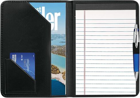 Junior Padfolio Folder - A5 Portfolio Binder Case with 5 x 8 Writing Pad and Interior Storage Pocket Executive Business Organizer for Men Women, Green. in Kuwait