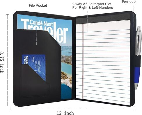 Junior Padfolio Folder - A5 Portfolio Binder Case with 5 x 8 Writing Pad and Interior Storage Pocket Executive Business Organizer for Men Women, Green. in Kuwait