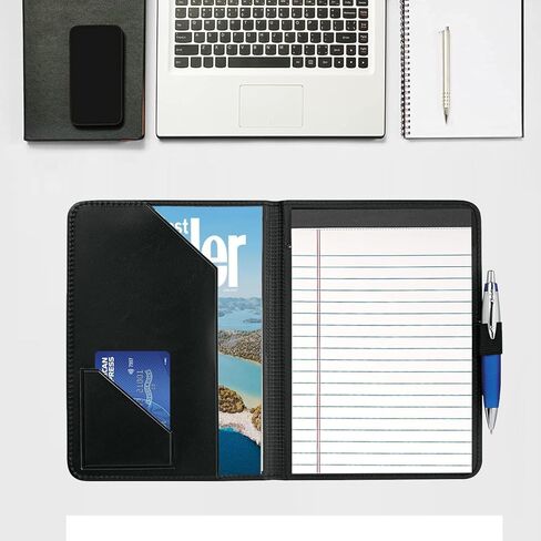 Junior Padfolio Folder - A5 Portfolio Binder Case with 5 x 8 Writing Pad and Interior Storage Pocket Executive Business Organizer for Men Women, Green. in Kuwait