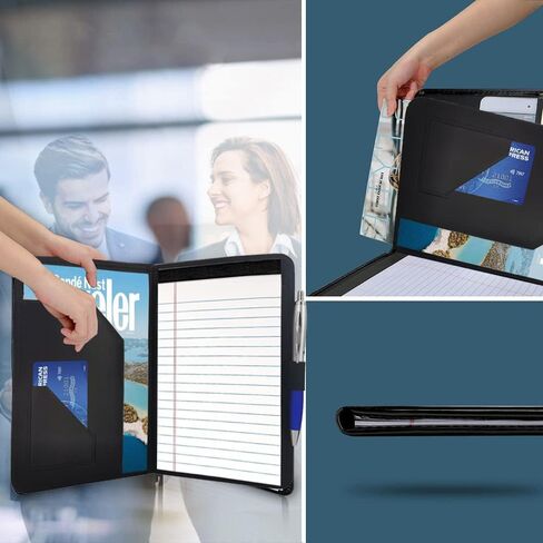 Junior Padfolio Folder - A5 Portfolio Binder Case with 5 x 8 Writing Pad and Interior Storage Pocket Executive Business Organizer for Men Women, Green. in Kuwait