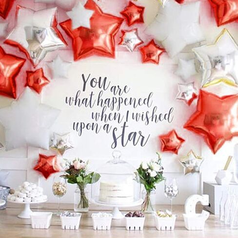 24 PCS 18 "Gold Star Balloons Foil Balloons بالون Mylar للاستحمام الطفل ، والكشف عن الجنس ، أو حفل زفاف ، أو حفلة موسيقية سحرية أو حزب الخطوبة in Kuwait