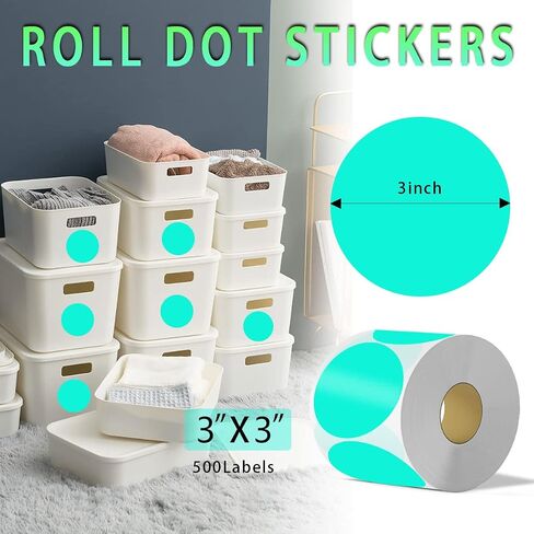 PARLAIM 3 Inch Round Permanent Adhesive Color Cod Dot Stickers,500 per Dispenser Box Roll dots Label Inventory Circle Stickers (Red) in Saudi Arabia
