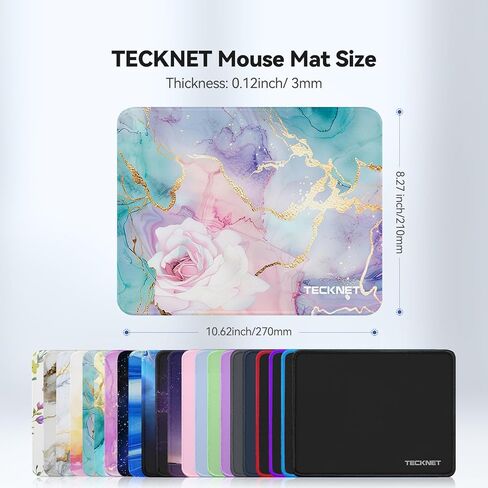 لوحة ماوس TECKNET مكونة من قطعتين مع خياطة مضادة للاهتراء، وسطح مقاوم للماء وقاعدة مطاطية غير قابلة للانزلاق مع حواف مخيطة، حصيرة ماوس للألعاب للكمبيوتر المحمول، متوافقة مع الليزر والفئران الضوئية - أسود in Kuwait