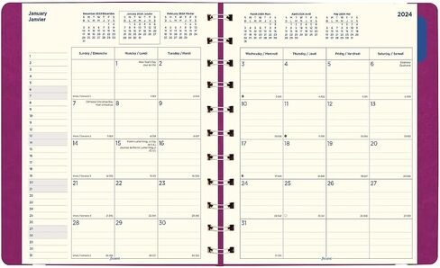 Filofax® 2025 Monthly Planner, 17 Months, August 2024 to December 2025, Twin-Wire Binding, Bilingual, 10.875" x 8.5", Fuchsia (C1811003-25) in Saudi Arabia