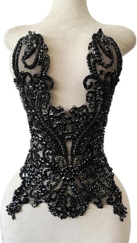 Handmade Rhinestones lace Applique Accessories handsewing Beads Stones Trim Patches for Girl Wedding Dress 12.5X18.5inches (Silver) in Saudi Arabia