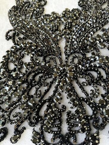 Handmade Rhinestones lace Applique Accessories handsewing Beads Stones Trim Patches for Girl Wedding Dress 12.5X18.5inches (Silver) in Saudi Arabia