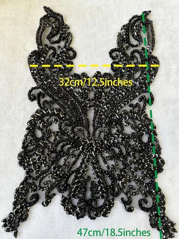 Handmade Rhinestones lace Applique Accessories handsewing Beads Stones Trim Patches for Girl Wedding Dress 12.5X18.5inches (Silver) in Saudi Arabia
