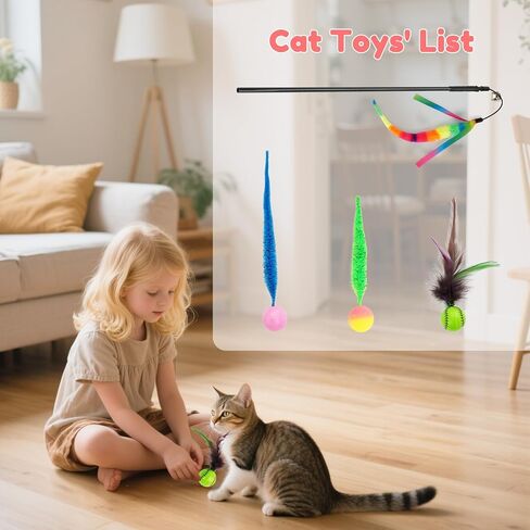 لعبة Shengsen الريشة Wand Cat ， كرة نطاطية مع ألعاب القطة ذيل ， دودة سحرية مع لعبة كرة ملونة كبيرة للقطط ， ألعاب ريشة القط للقطط الداخلية ، ودودة غامضة كرات النطاطية كات. in Saudi Arabia