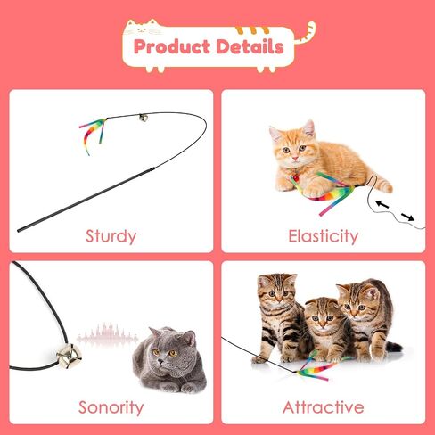 لعبة Shengsen الريشة Wand Cat ， كرة نطاطية مع ألعاب القطة ذيل ， دودة سحرية مع لعبة كرة ملونة كبيرة للقطط ， ألعاب ريشة القط للقطط الداخلية ، ودودة غامضة كرات النطاطية كات. in Saudi Arabia