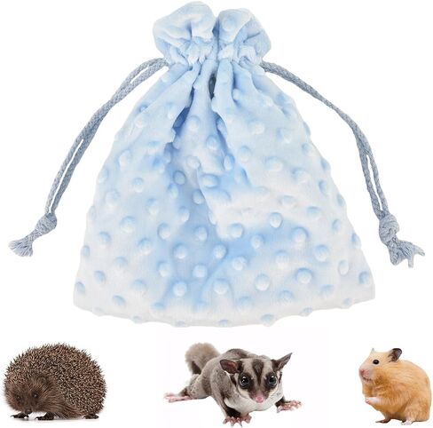 Thick Fleece Ferret Sugar Gliders Hammock Pouch Sack Swing Hanging Bed for Rat Guinea Pig Squirrel and Other Small Animal (Dotted Fleece Blue, One Size) in Saudi Arabia