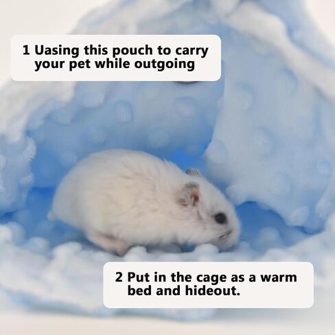 Thick Fleece Ferret Sugar Gliders Hammock Pouch Sack Swing Hanging Bed for Rat Guinea Pig Squirrel and Other Small Animal (Dotted Fleece Blue, One Size) in Saudi Arabia