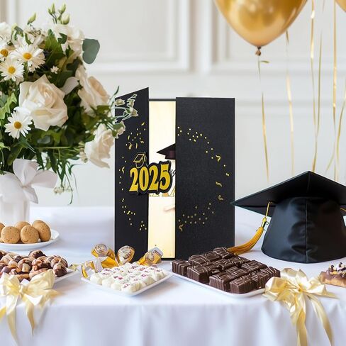 Joyin 2025 دفتر الزوار التخرج البديل (Black & Gold) ، 12 "توقيع تهانينا ديكورات حفل التخرج ، فئة 2025 بطاقة GRAG للهدية الدراسية في المدرسة الثانوية ، ضيف الحفلة توقيع الورق المقوى in Kuwait