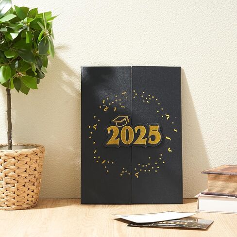 Joyin 2025 دفتر الزوار التخرج البديل (Black & Gold) ، 12 "توقيع تهانينا ديكورات حفل التخرج ، فئة 2025 بطاقة GRAG للهدية الدراسية في المدرسة الثانوية ، ضيف الحفلة توقيع الورق المقوى in Kuwait