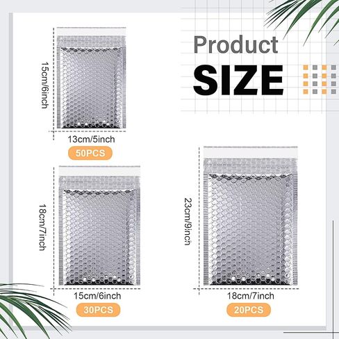 100 Pack Bubble Mailers, 3 Sizes Padded Mailing Envelopes for Business Self Adhesive Foil Bubble Shipping Bag Cushion Delivery Mailer for Mailing Packing Jewelry Book (Rose Gold,Holographic) in Saudi Arabia