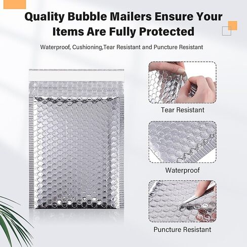 100 Pack Bubble Mailers, 3 Sizes Padded Mailing Envelopes for Business Self Adhesive Foil Bubble Shipping Bag Cushion Delivery Mailer for Mailing Packing Jewelry Book (Rose Gold,Holographic) in Saudi Arabia
