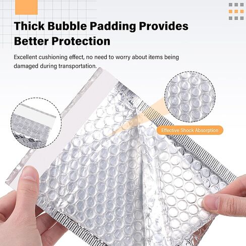 100 Pack Bubble Mailers, 3 Sizes Padded Mailing Envelopes for Business Self Adhesive Foil Bubble Shipping Bag Cushion Delivery Mailer for Mailing Packing Jewelry Book (Rose Gold,Holographic) in Saudi Arabia