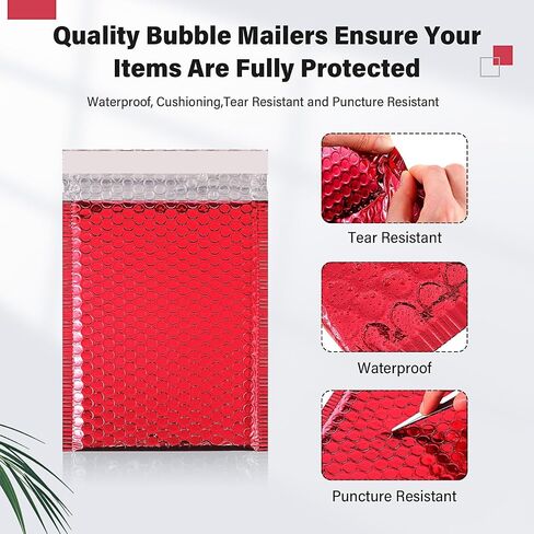 100 Pack Bubble Mailers, 3 Sizes Padded Mailing Envelopes for Business Self Adhesive Foil Bubble Shipping Bag Cushion Delivery Mailer for Mailing Packing Jewelry Book (Rose Gold,Holographic) in Saudi Arabia