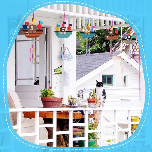 Benvo 12 Pack Wood Wind Chime Make Your Own Chimes Fishbone Ornaments Wooden Chime Kits with Gem Diamond Stickers for DIY Arts and Crafts Kids Birthday Party Gift Making Children Craft Fun(4 Designs) in Saudi Arabia