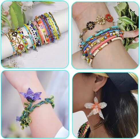 Tibaoffy Size 8/0 Crafts Glass Seed Beads 3mm and Craft Striped Seed Beads 3mm and 4mm Assorted Kit with Organizer Box for Jewelry Making (48 Assorted Multicolor Set, Total About 13920pcs) in Kuwait